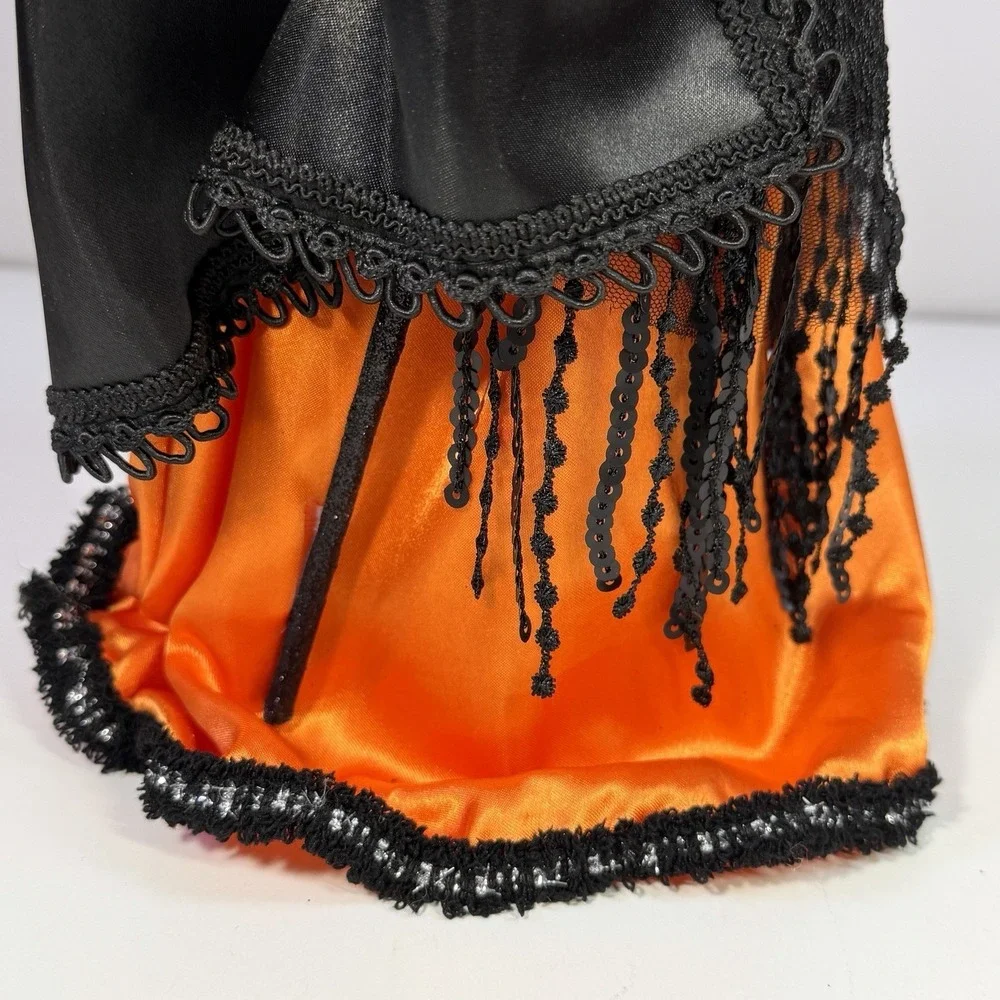 Halloween Witch Tree Topper Tabletop Figure Orange Black Whimsical Witchcore 16